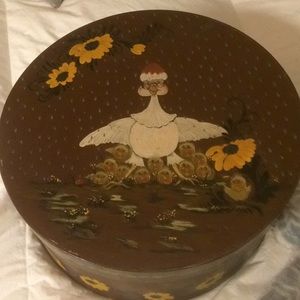 Vintage Wood Hand Painted Storage Bin